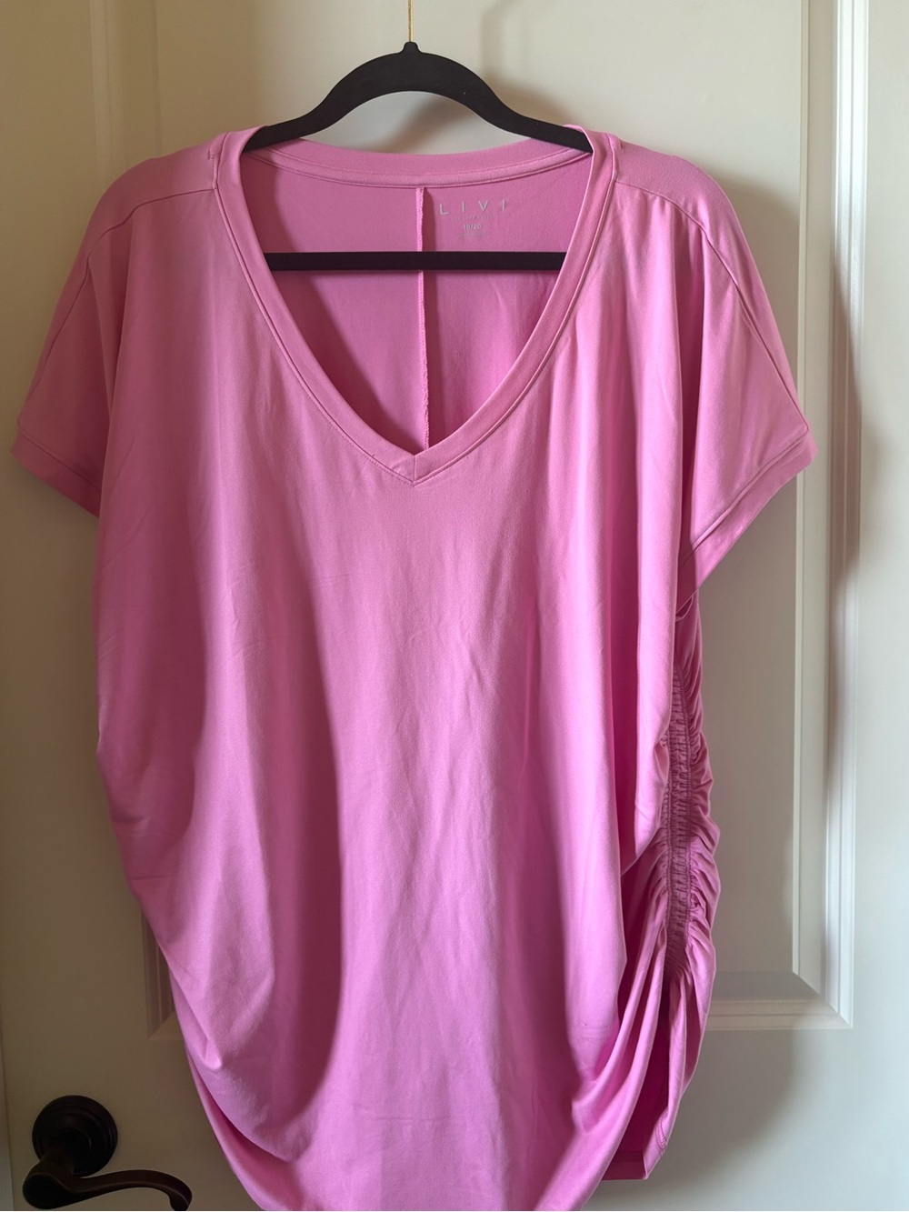 Lane Bryant Pink V-Neck Side-Ruched Tunic